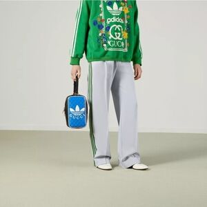 Gucci x Adidas GG Supreme Mini Top Handle Bag Blue Black LeatherRetail $2,025